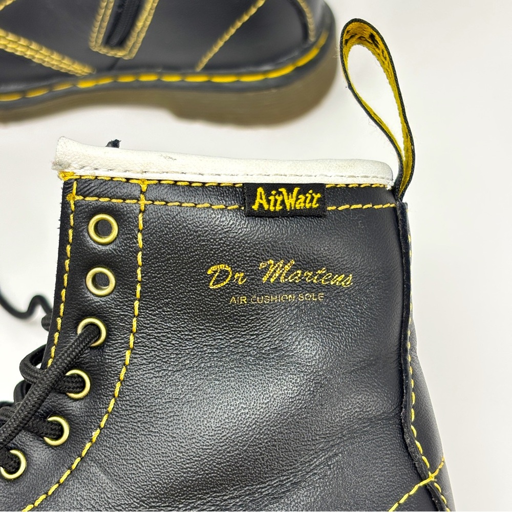 DR. MARTENS Black Buster 8-Eye Kids Leather Combat Boots - Picture 3 of 10